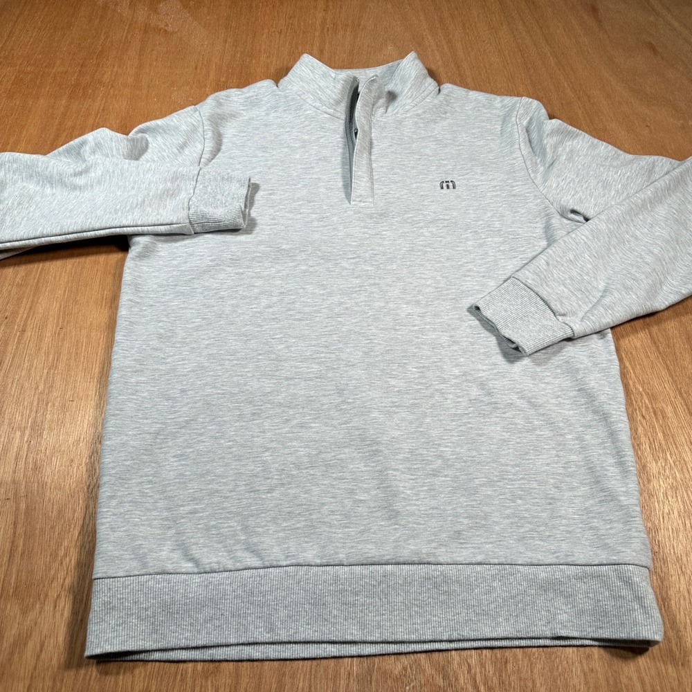 TravisMathew Quarter Zip Pullover Mens Medium Grey Heather Golf Fleece Sweater